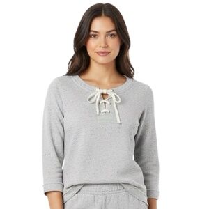 TOMMY BAHAMA Cotton Gray Sweatshirt with Metallic Gold Details MEDIUM